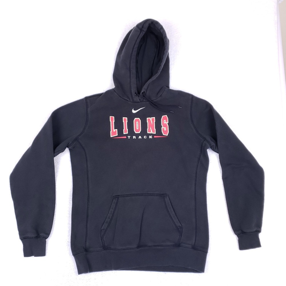 Nike Center Swoosh Hoodie Mens Large Black Lions Track Pullover Mini Logo